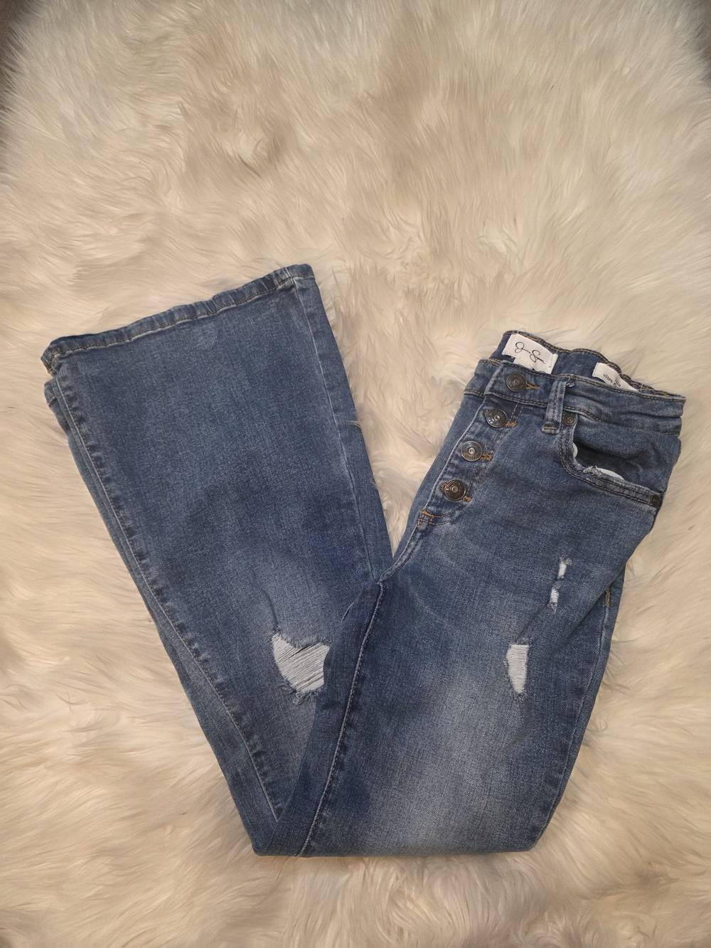 Jessica Simpson Distressed Flared Jeans - Blue